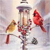 SJUTOUCI Dog & Cardinal Diamond Painting Kit - 5D Full Drill DIY Diamond Art 30x30cm