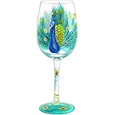 NymphFable Peacock Gifts Hand Painted Wine Glass 15oz Colorful Wine Glasses Personalised Birthday Peacock Gift for Women