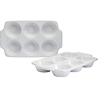 Mason Craft & More Ceramic Bakeware Collection- Pie Quiche Tart Muffin Cupcake Round Pan Dish- Set of 2 White 11.5"x7…