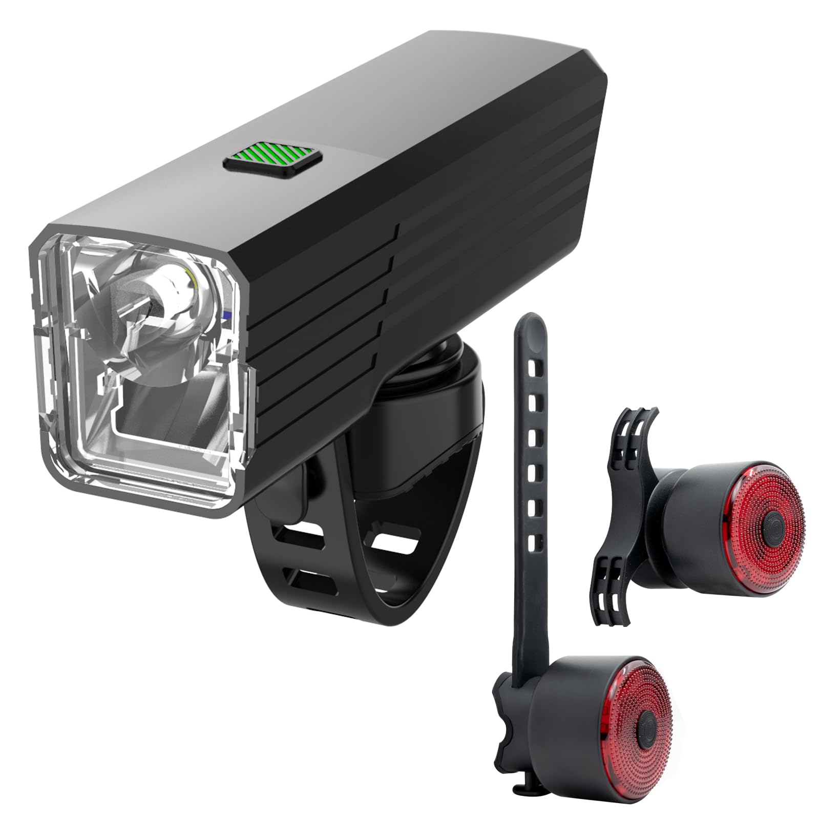 LED Rechargeable Bicycle Light and Taillight Set, Super Bright Bike Lights for Night Riding, Double Lamp Beads Headlight, High Beam & Low Beam Dual Mode