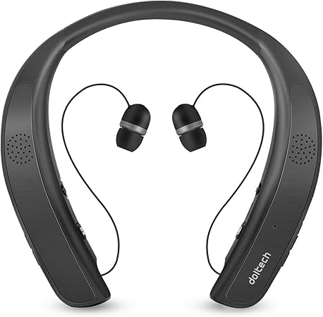 Amazon ネックバンドスピーカー ワイヤレス Bluetoothイヤホン2 In 1 ウェアラブル 10時間連続使用 Bluetooth4 1搭載 伸縮式ケーブル 音楽 通話 テレビなど適用 Hi Fi 3dステレオ マイク内蔵 首かけ スピーカー チタンブラック Doltech 家電 カメラ