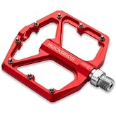 ROCKBROS Aluminum MTB Pedals Wide Platform Flat Pedals with Sealed Bearings | 9/16" spindle and lightweight design provide stable grip for BMX, road and mountain bikes
