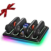 Controller Charging Dock for Switch 2 Joy-Con with RGB Light - 4-in-1 Fast Charger Station for Nintendo Switch 2 Controllers - Magnetic Auto-Align Base with 4 Game Card Slots & LED Indicators