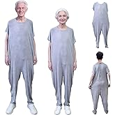Siomlana Unisex Anti-Strip Adaptive Jumpsuit with Back-Zipper,One-piece Short-sleeved Trousers,Suitable for Seniors,Alzheimer’s Patients,Dementia Patient,Incontinence Care