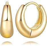 Amoxos Gold Hoops Earrings for Women 14K Gold Earrings for Women Chunky Golden Hoop Earring for Womens Hoops Simple yet Distinctive Teardrop Silhouette Womens Hoop Earring15/20MM