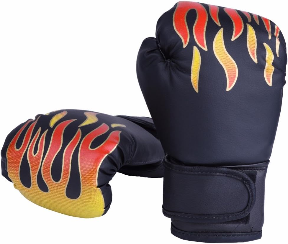 ANUSA Kickboxing Training Gloves Child Boxing Fighting Gloves Kids Professional Training Muay Thai Sparring Punching Kickboxing Breathable PU Flame Gloves