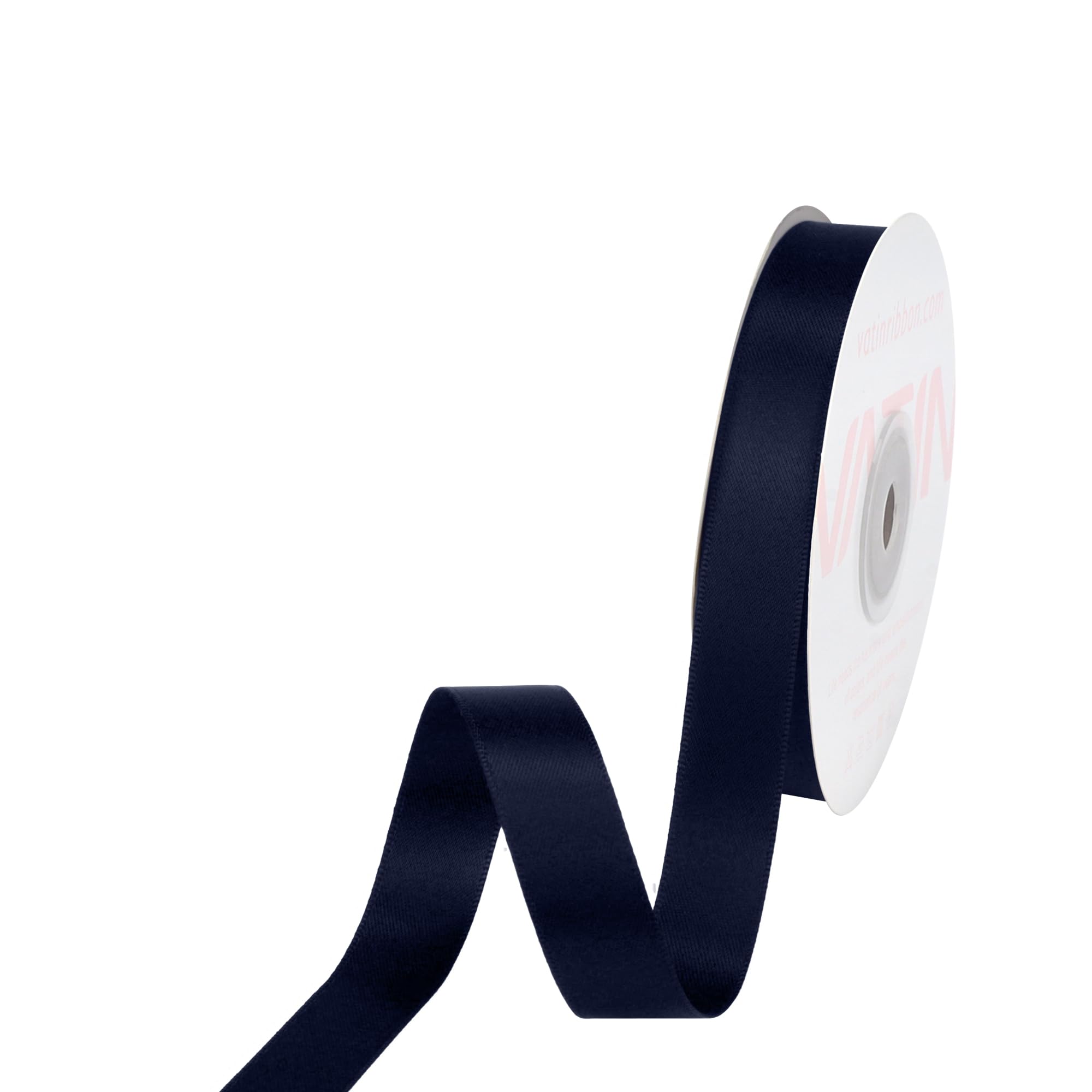 VATIN 16mm Double Faced Polyester Deep Navy Blue Satin Ribbon - 23 Metre Spool, Perfect for Wedding Decor, Wreath, Baby Shower,Gift Package Wrapping and Other Projects