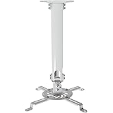 VIVO White Extending Adjustable Ceiling Projector Mount, MOUNT-VP02W | Universal, Fits Regular and Mini Projectors, 12.5 in Mounting Range, 1.5 in Mini Range, Extending Arms, Holds 30 lbs