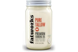 Fatworks Premium 100% Grass Fed, Pasture Raised Beef Tallow, Artisanally Rendered, WHOLE30 Approved, KETO, PALEO, 14 oz.