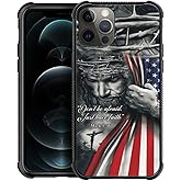 DAIZAG Case Compatible with iPhone 14 Pro Max,Shockproof Soft Phone Cover for Boy Men Gift Case,Christian Jesus God Bless American Flag