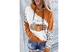 Women's Spooky Pumpkin Hoodie, Black-Orange Split Print Sweatshirt, Halloween Hooded Top