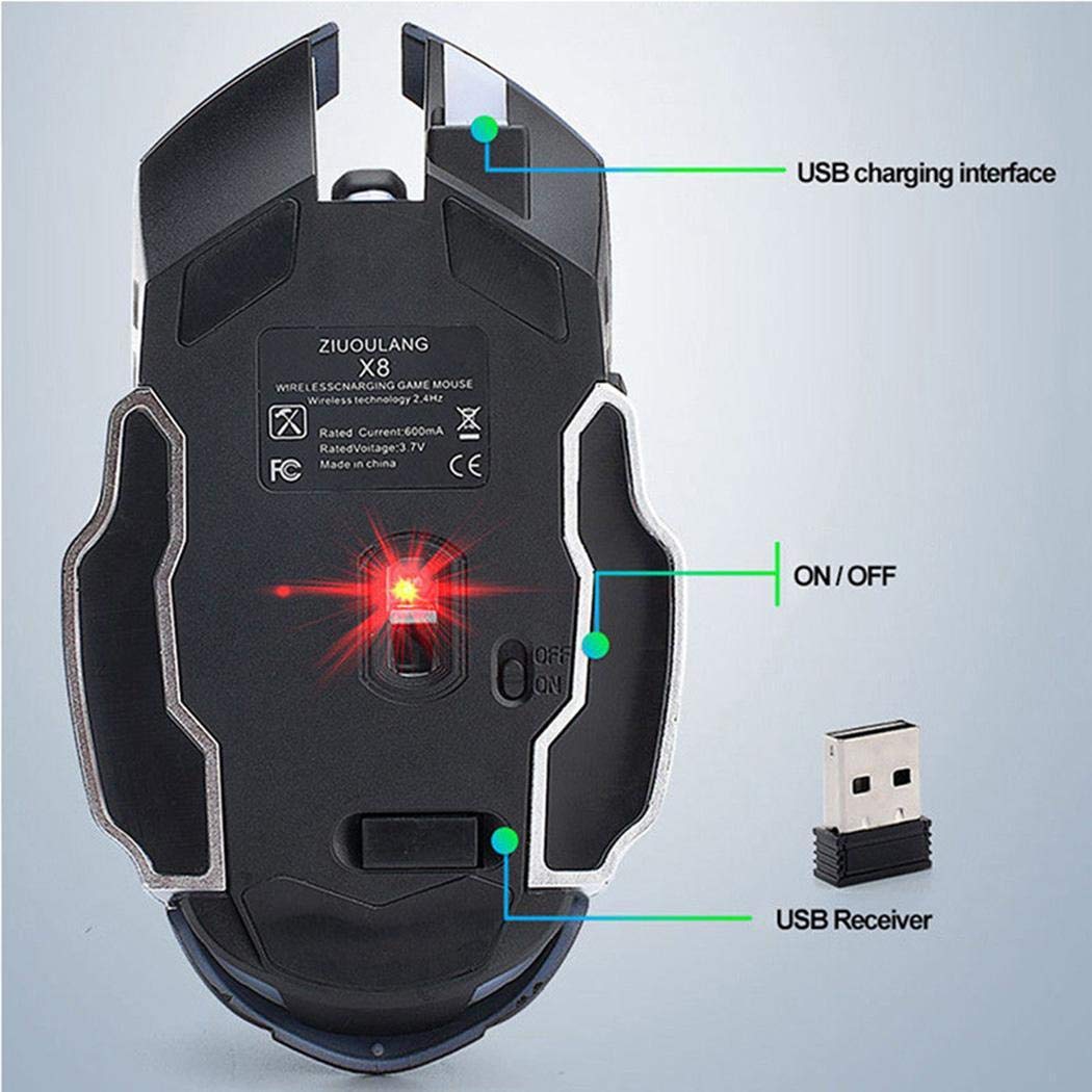 GUIGSI Mouse da Gioco, ad Alta Precisione 2400 DPI Mouse Gaming, 6 Pulsanti, Cartucce di Peso Regolabile per PC Laptop Computer Notebook