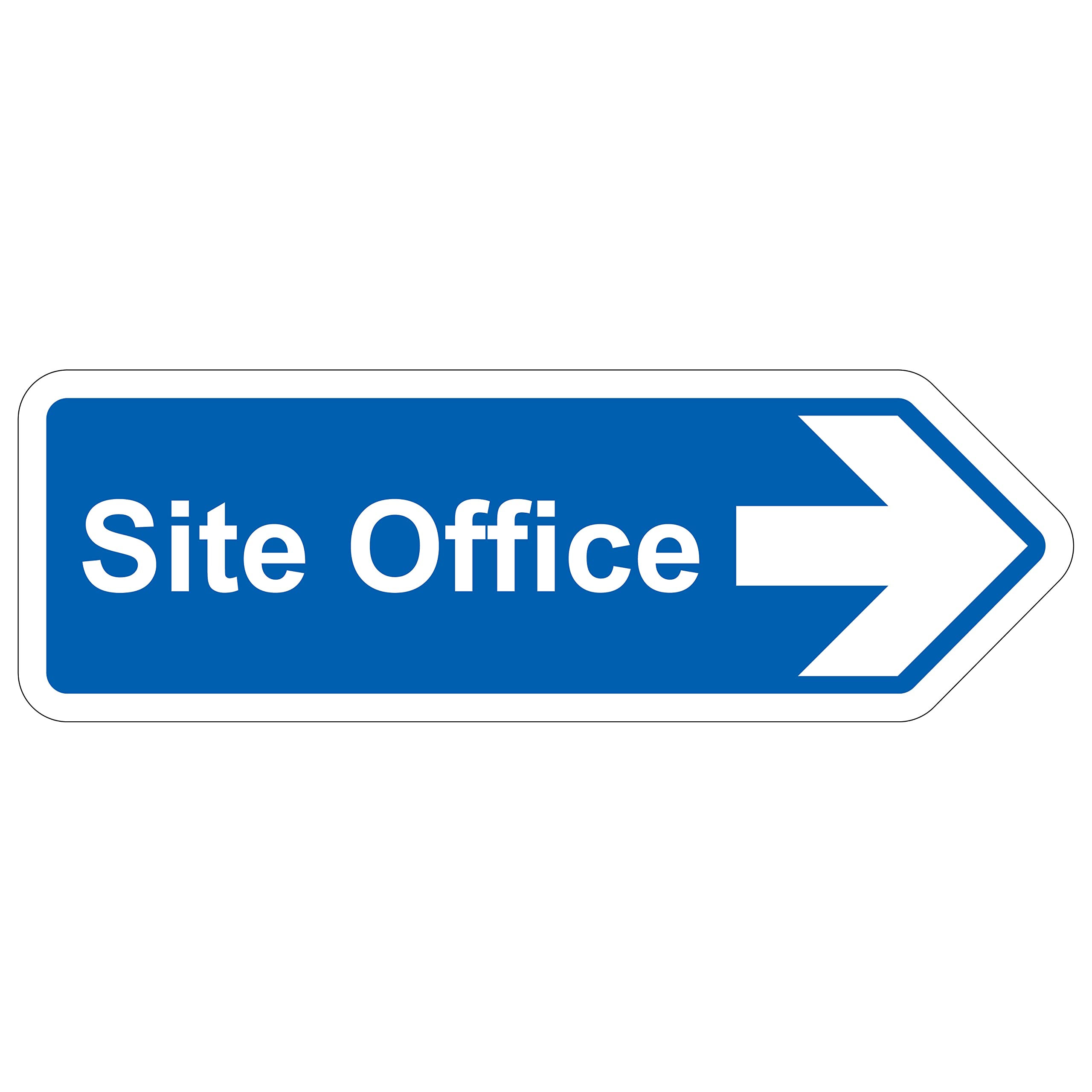 V Safety Shaped Safety Sign - Site Office Arrow Right - 450X150-1MM Rigid Plastic