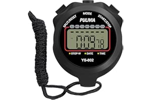 PULIVIA Stopwatch Timer Lap Split Digital Stopwatch with Clock Calendar Alarm, Large Display Stop Watch for Sports Kids Coaches Swimming Running