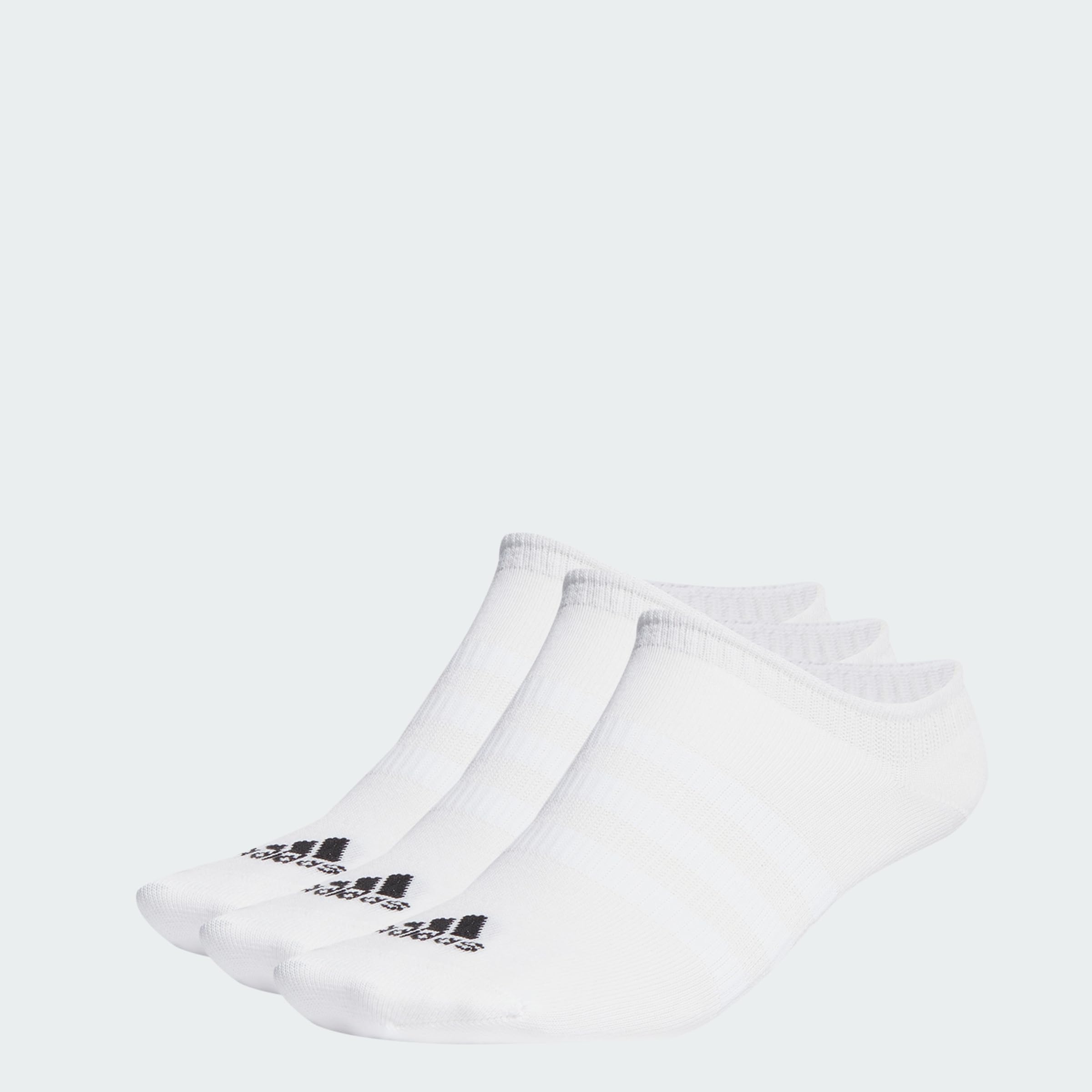 adidas Unisex Thin and Light No-Show Socks 3 Pairs, White / Black, 10.5-12.5 2