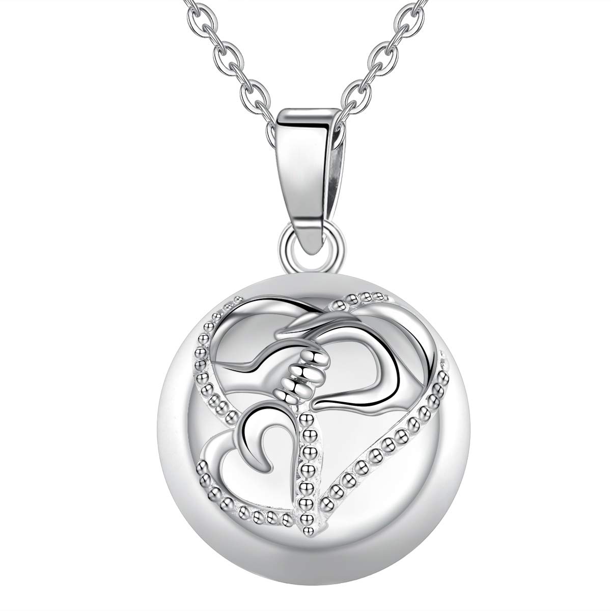 AEONSLOVE Chime Ball Pregnancy Pendant Necklace Mom Baby Hand Music Wishing Bola Locket for Mom Baby Best Jewellery Gift