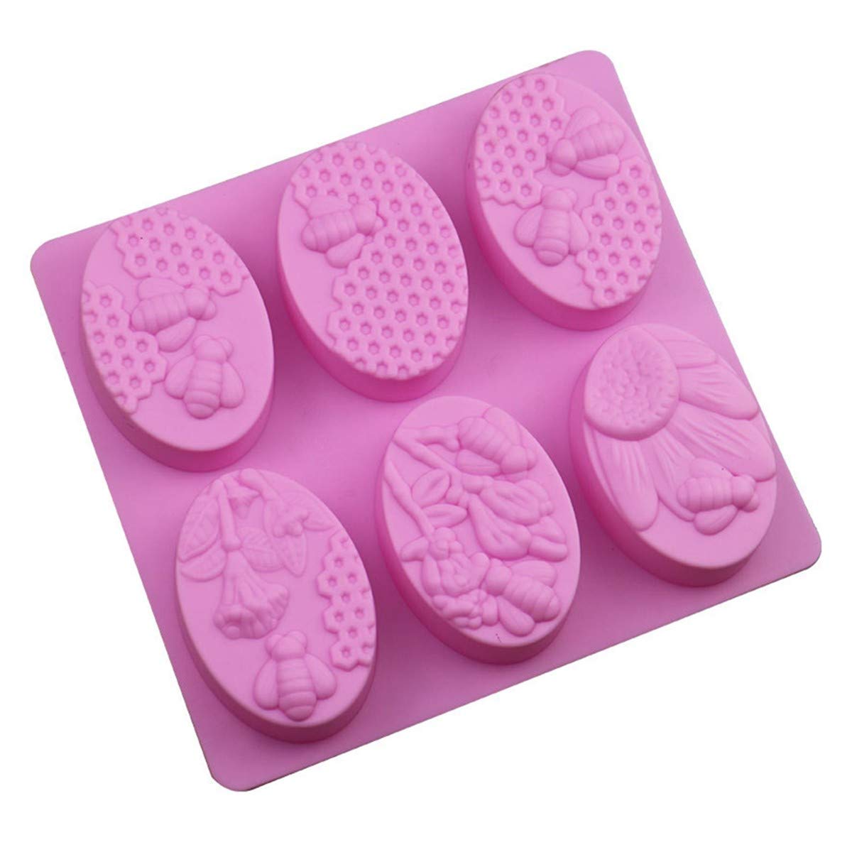 3D Honeycomb Silicone Soap Fondant Mould 6 Holes Cake Muffin Mold Pudding Cupcake Candle Baking Tray Mold for Birthday Wedding Making Jelly Pudding Cookies Chocolate