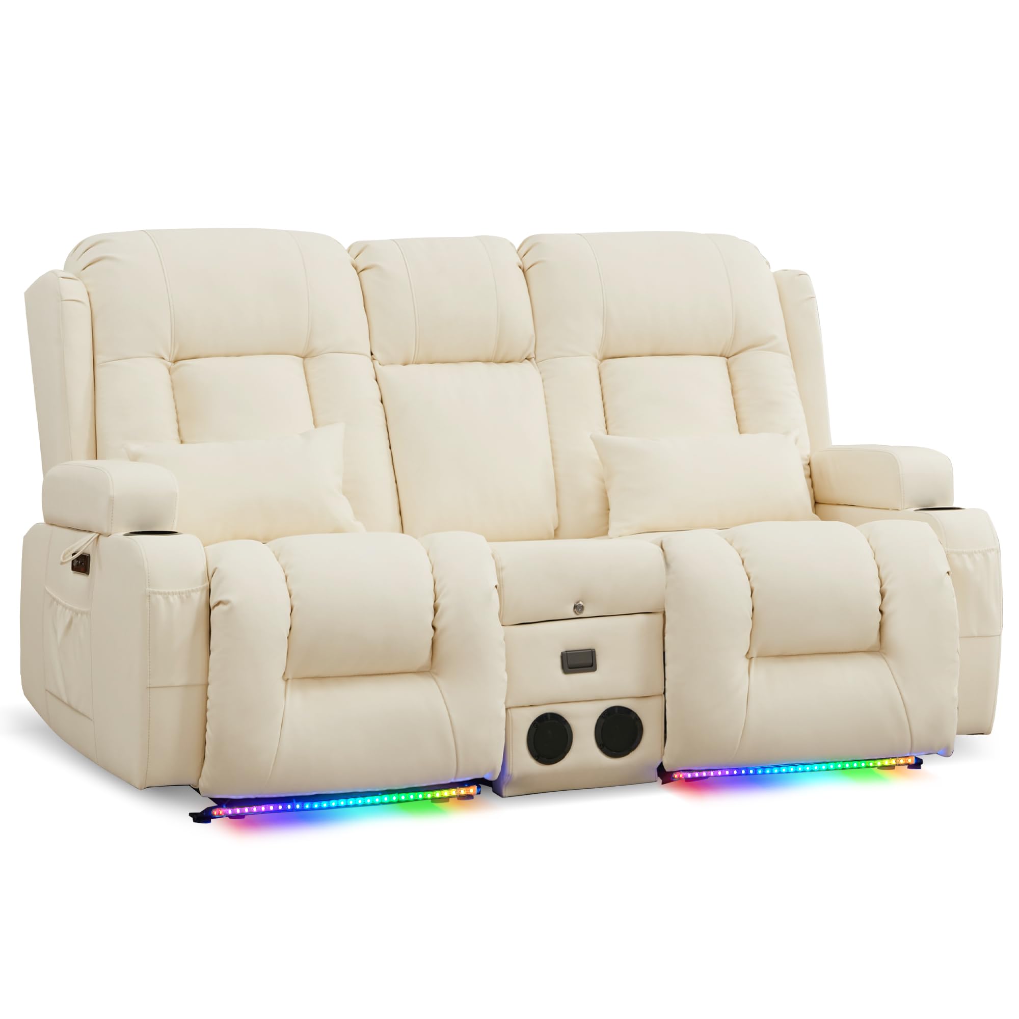 URRED Power Loveseat Recliner Sofa with Vibrating