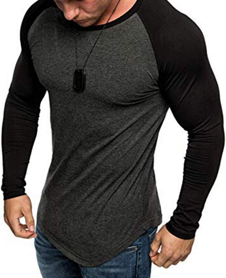 XARAZA Men's Slim Fit Muscle Shirt Long Sleeve Crew Neck Pullover T-Shirt