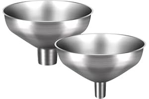 Nomatox Stainless Steel Metal Funnel Set of 2, Kitchen Filling Funnel (0.5-inch Narrow Mouth) and (1-inch Wide Mouth), Practi