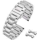 Nizonlaie Quick Release Stainless Steel Watch Band Bracelet 12mm to 24mm Straight & Curved End Universal Stainless Steel Metal Watch Strap Smartwatch Replacement Band Men Women