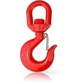 SCIEO 7 Ton Swivel Hook Heavy Duty Swivel Lifting Hook with Safety Latch, Rigging Hook Self Locking Crane Swivel Hook, G80 Grade Rotating Swivel Eye Sling Hook for Lifting with 15432 lbs Load Limit