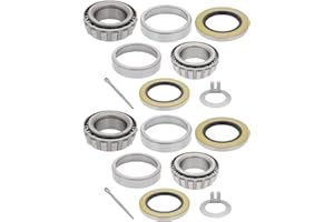 QJZ [2-Sets] 5,200-6,000 lbs Trailer Hub Wheel Bearing Kit 25580/25520, 15123/15245 with Grease Seal 10-36 and 10-10 for EZ Lube Axle