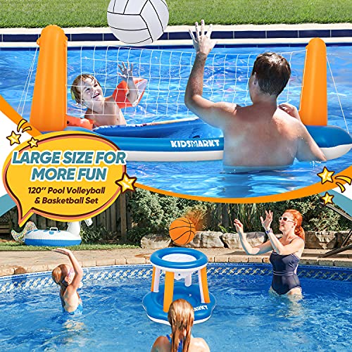 Pool Volleyball Set & Basketball Hoop 120'' Larger Pool Volleyball Net