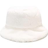 Umeepar Winter Faux Fur Fuzzy Bucket Hat Fluffy Warm Hat for Women Men
