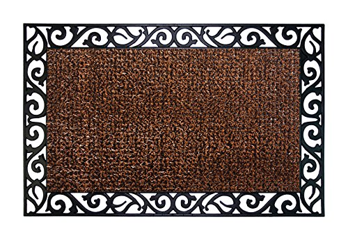 GrassWorx Clean Machine Wrought Iron Stems and Leaves Doormat, 24" x 36", Coffee Bean (10376396)
