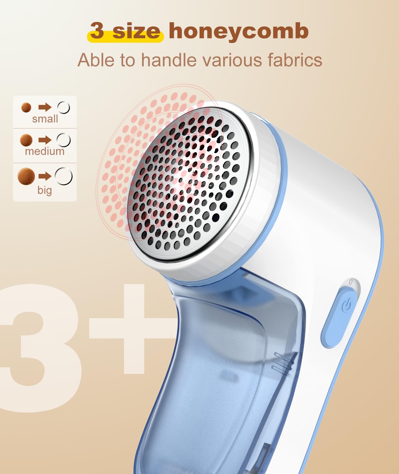 Fabric Shaver, Lint Remover for Clothes, Effectively and Quickly Remove Pills, Sweater Shaver with Stainless Steel 3-Leaf Blades and Safety Lock Protection.(Blue & White)
