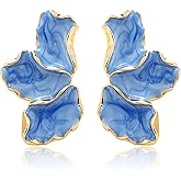 QLYOVWE Fall Maple Leaf Earrings for Women Thanksgiving Retro Alloy Drip Oil Earrings Trendy Colorful Flowers Petal Stud Earring Boho Petal Jewelry Gifts