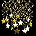 Konsait Gold Hanging Swirl Decorations Star Table Confetti, Gold Foil Whirls Ceiling Garland Decorations for Birthday Party Wedding Baby Shower Table Decor Twinkle Little Star Party Favor Supplies