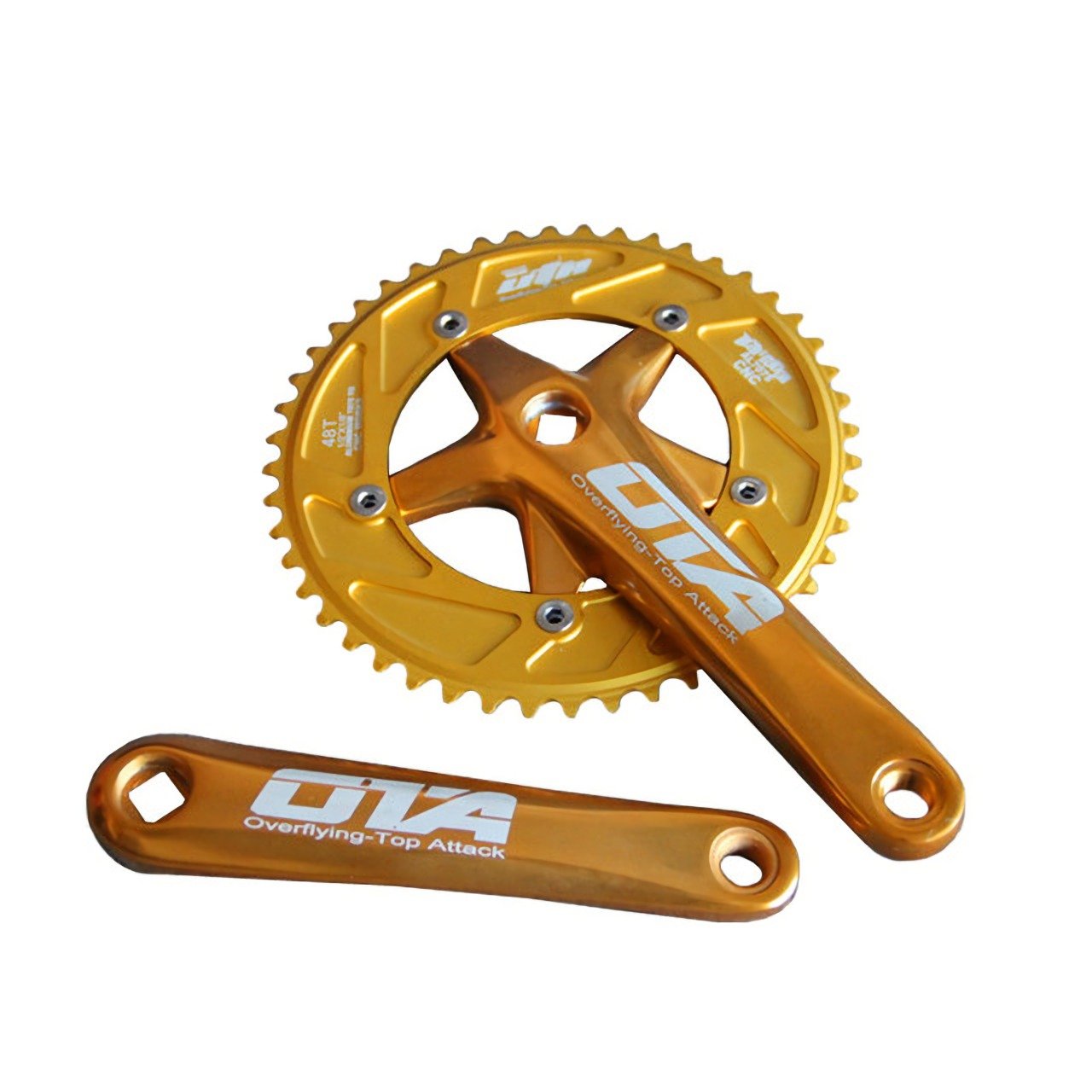 Photo 1 of **MISSING SMALLER PIECE**SENQI Bicycle Chain Wheel Fixed Gear 48T Aluminum Alloy CNC Cycling Racing Bike Accessories with Crank(Yellow)