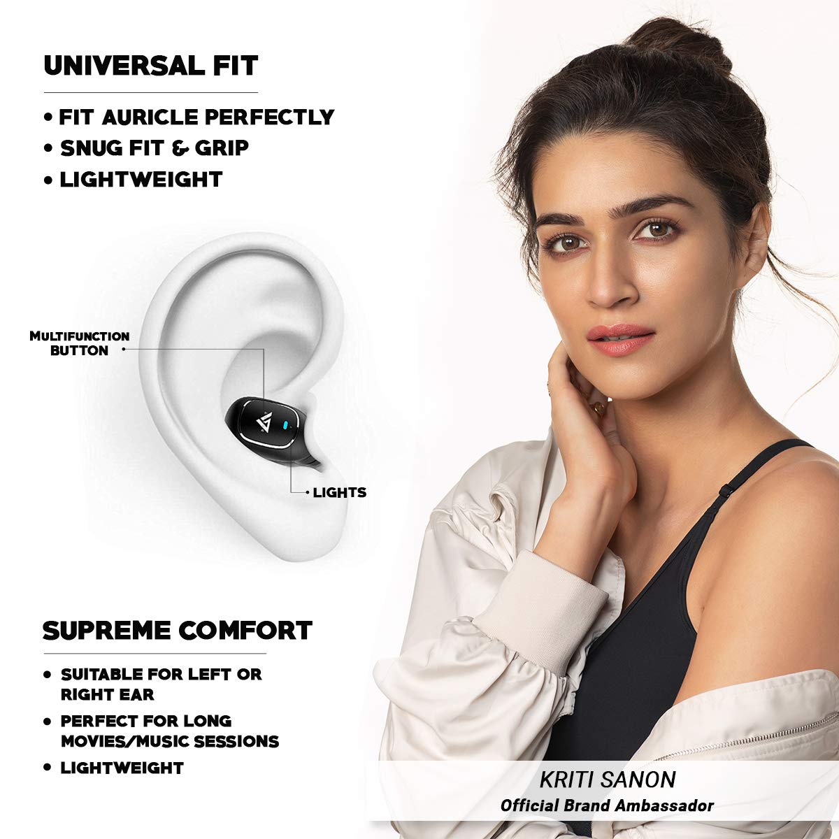 AirBass Monopod inEar Wireless Bluetooth Earphones with inbuilt Mic