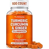 Turmeric Gummies for Adults and Kids | Max Strength Turmeric and Ginger Supplement | Vegan Organic Natural Turmeric Curcumin Gummies for Overall Health | Best Curcumin Supplement with Ginger