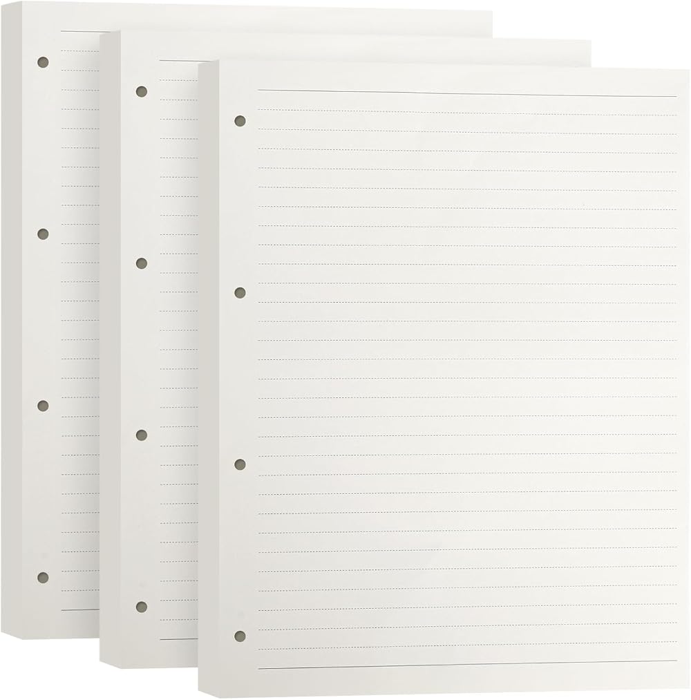 FYY A4 Refill Pad 3 Packs 100GSM 135 Sheets 4-Hole Lined Paper 270 Pages