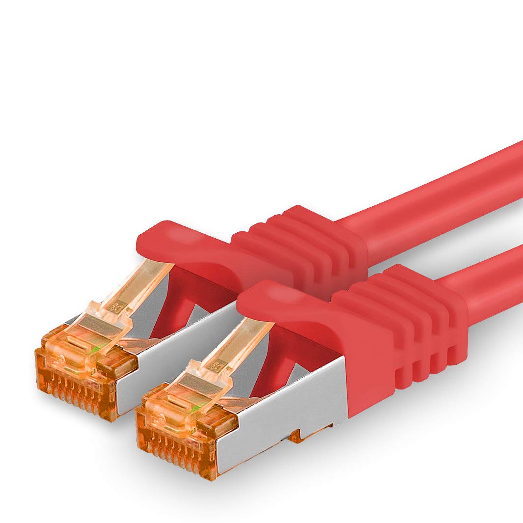 3.0 m - Cat.7 network cable red - 1 piece Gigabit Ethernet LAN cable 10000 Mbit s patch cable Cat7 cable S FTP PIMF shielding LSZH Cat.7 raw cable Rj45 plug Cat 6a - 1 x 3 meters