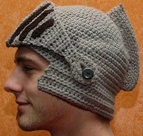 Belsen Unisex Knight Helmet Beanie Hat Winter Knit Wind Mask Cap (Grey)