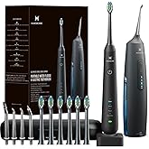 2-1 Oral Clean Kit- Water Dental flosser & Electric Toothbrush Combo- Brushing & Flossing- for Teeth Cleaning and Gum Health (Black)