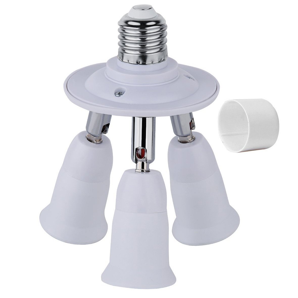 FINELED 3 in 1 E27 E26 Socket Adapter Splitter,E26 E27 Universal lamp Holder with 360 Degrees Adjustable 180 Degree Bending