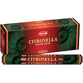 Hem Citronella Incense Sticks &ndash; Pack of 6 Boxes (120 Sticks Total, 9-Inch Long) | Fresh Lemon-Grass Aroma for Home, Meditation &amp; Outdoor Use | Natural Hand-Rolled Incense from India