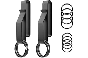 ZoloAJay Tactical Stealth Duty Belt Key Holder, 2 Pack Belt Key Clip Holder with 12 Pcs Key Rings Black Stainless Steel Belt Loop Holder for Duty Policemen Fire Agencies Law Enforcement (75X12.5mm)