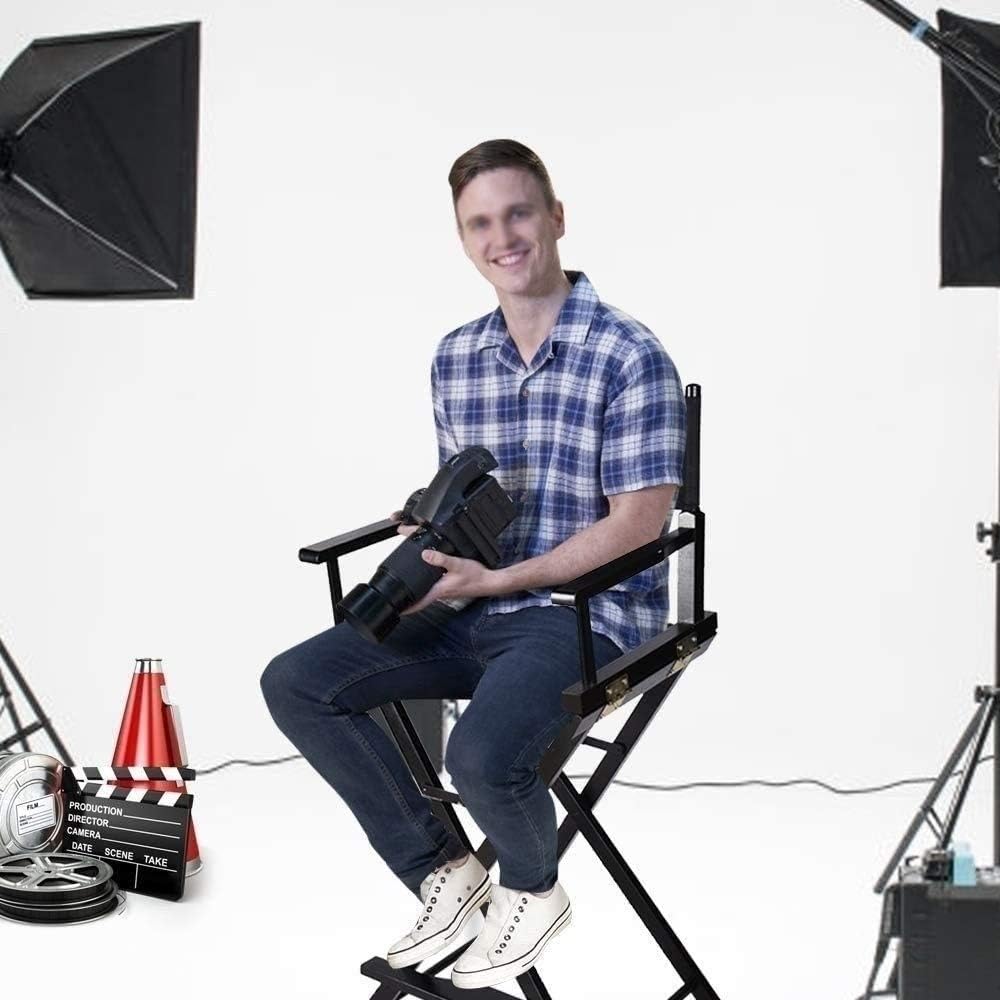 Folding Makeup Artist Chair Directors Chair, Portable Chair, Foldable Aluminum Makeup Chair with Head Rest(Color:Black): Home & Kitchen