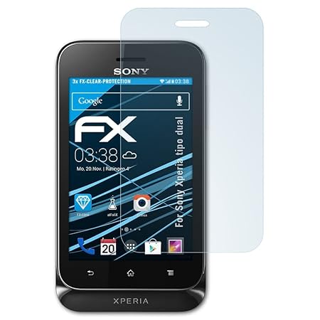atFolix Schutzfolie kompatibel mit Sony Xperia tipo dual Folie, ultraklare FX Displayschutzfolie (3X)
