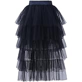 Girls Layered Tulle Skirts Flowy Mesh Elastic Waist Midi Tutu Skirt