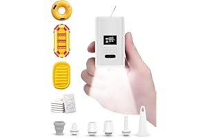 ZOPOM Portable Air Pump for Inflatables, 5X Air Mattress Pump with LED Display & Camping Light, USB Rechargeable Electric Mini Air Pump Inflate Deflate for Pool Floats, Vacuum Storage Bags