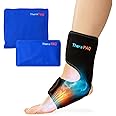 TheraPAQ Ankle Ice Pack Wrap for Injuries - Hot & Cold Reusable Compression Brace w/ 2 Gel Packs for Relief from Sprain, Sports Injury, Plantar Fasciitis, Achilles Tendonitis - Fits XS- XL
