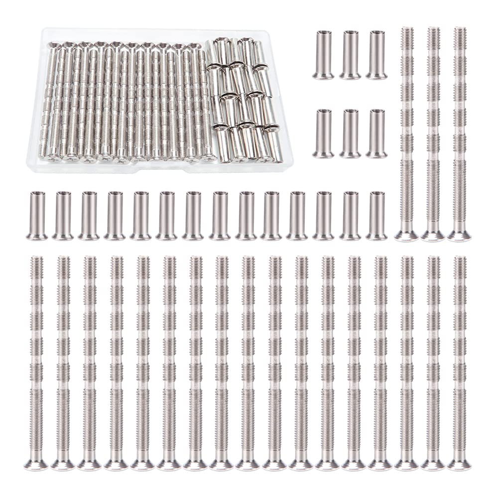 VooGenzek 20 PCS M4 Door Handle Screws, Connecting Bolts and Sleeve, Nickel Plated for Escutcheons, Door Handle, Cabinet, Drawers — image 1