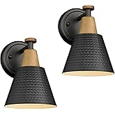 FEMILA Wall Sconces Set of 2, 1-Light Matte Black Bathroom Light Fixtures, Modern Single Vanity Light Wall Lamp with Hammered